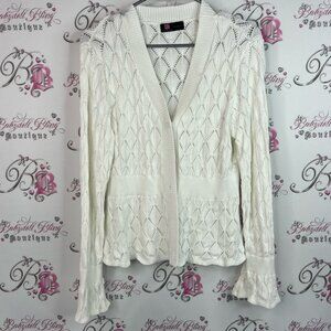 Kancy Kole cardigan knit argyle style White Knit Cardigan Sweater